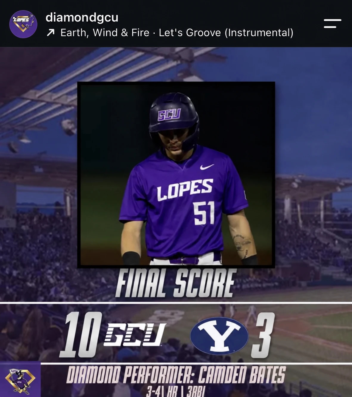 Diamond GCU final score graphic