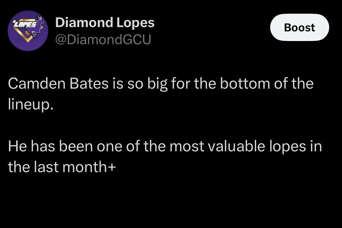 Diamond GCU live tweet screenshot